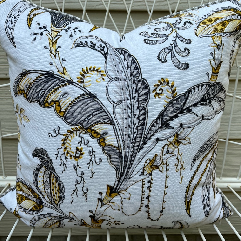 Elegant White and Gold Accent Pillow Casing. High end fabric custom made. New